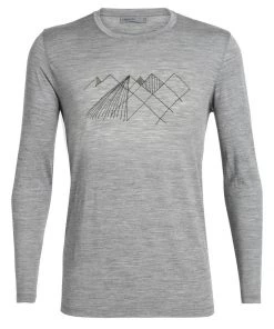 Icebreaker Men's Tech Lite Long Sleeve Crew Geo Mountain