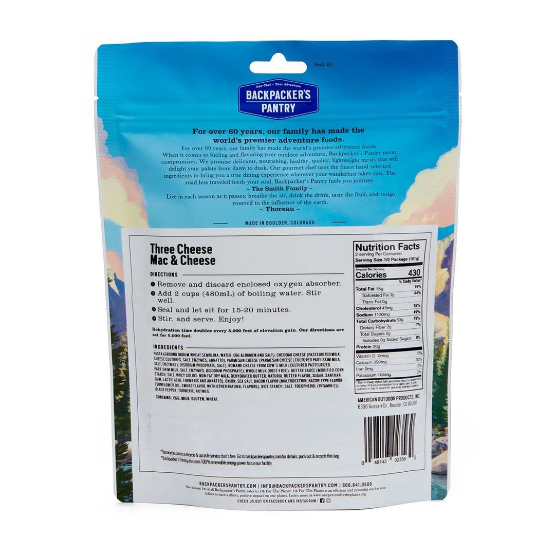 FOOD Backpacker's Pantry 3 Cheese Mac & Cheese
